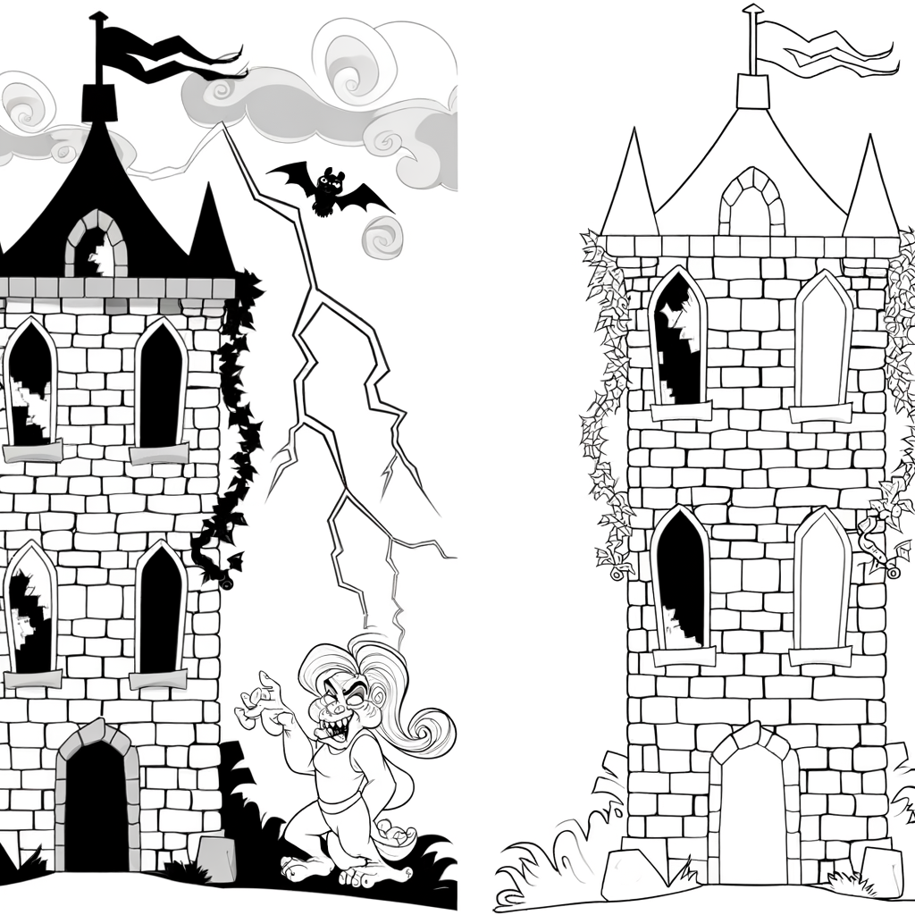 Coloriage Tour du Manoir Hanté gratuit à imprimer