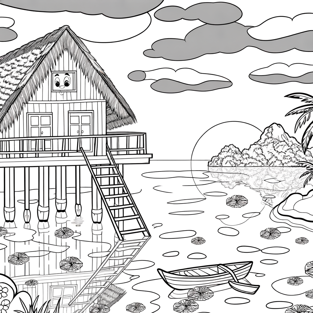 Coloriage Vacances Polynésiennes gratuit à imprimer