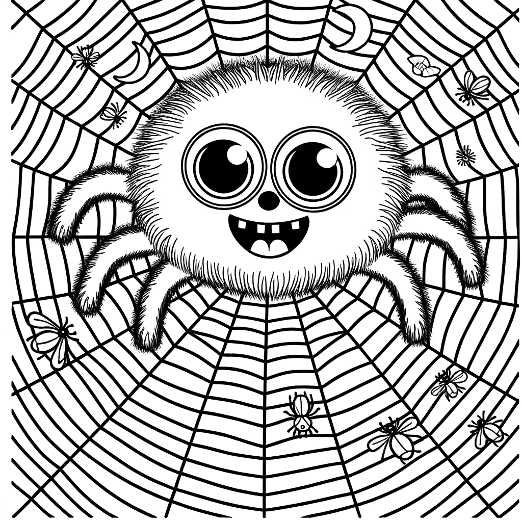 Coloriage Araignée et Toile Géante gratuit à imprimer