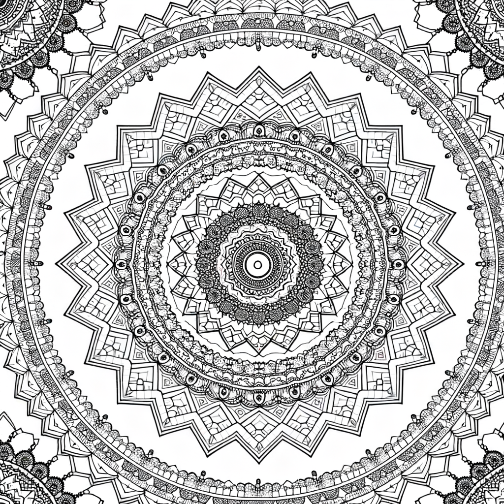 Coloriage Mandala Etoile Complexe gratuit à imprimer