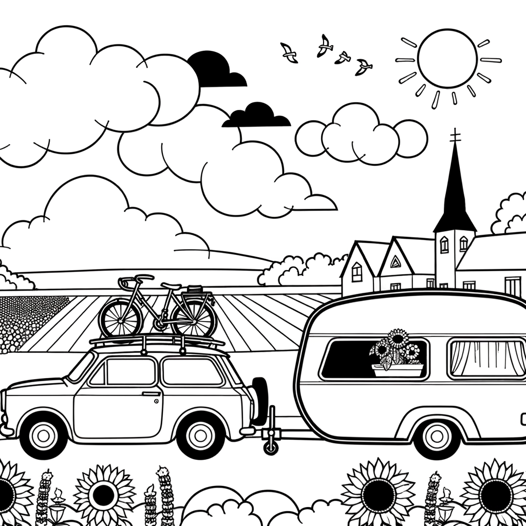 Coloriage Caravane en Route gratuit à imprimer