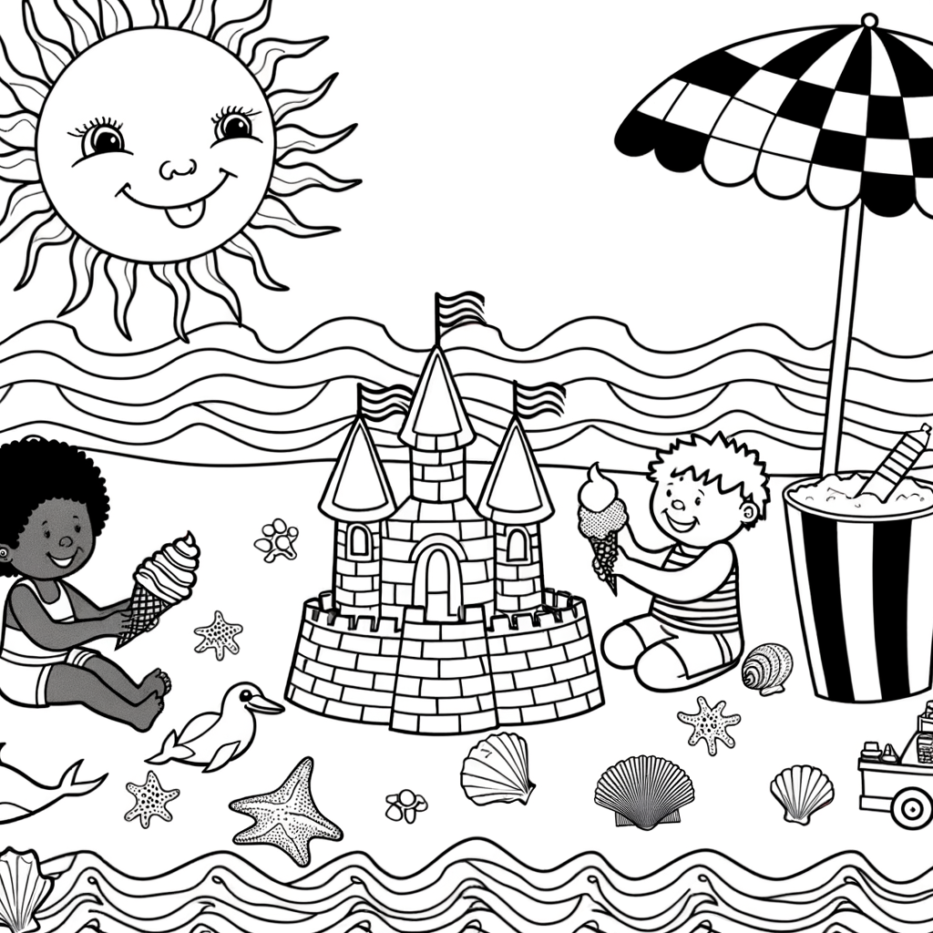 Coloriage Coloriage Été Soleil gratuit à imprimer