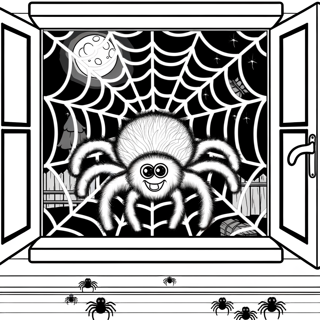 Coloriage Araignée Géante à la Fenêtre gratuit à imprimer