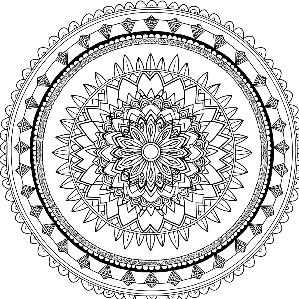 Coloriage Mandala Fleur à 8 Pétales gratuit à imprimer