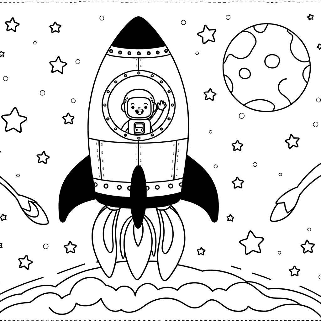 Coloriage Coloriage Fusée Spatiale gratuit à imprimer