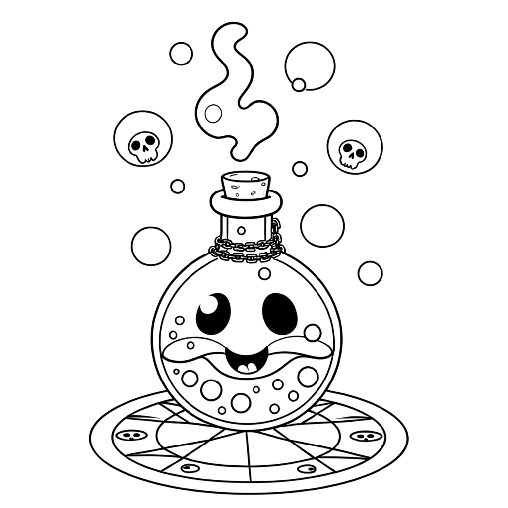 Coloriage Potion Halloween Magique gratuit à imprimer