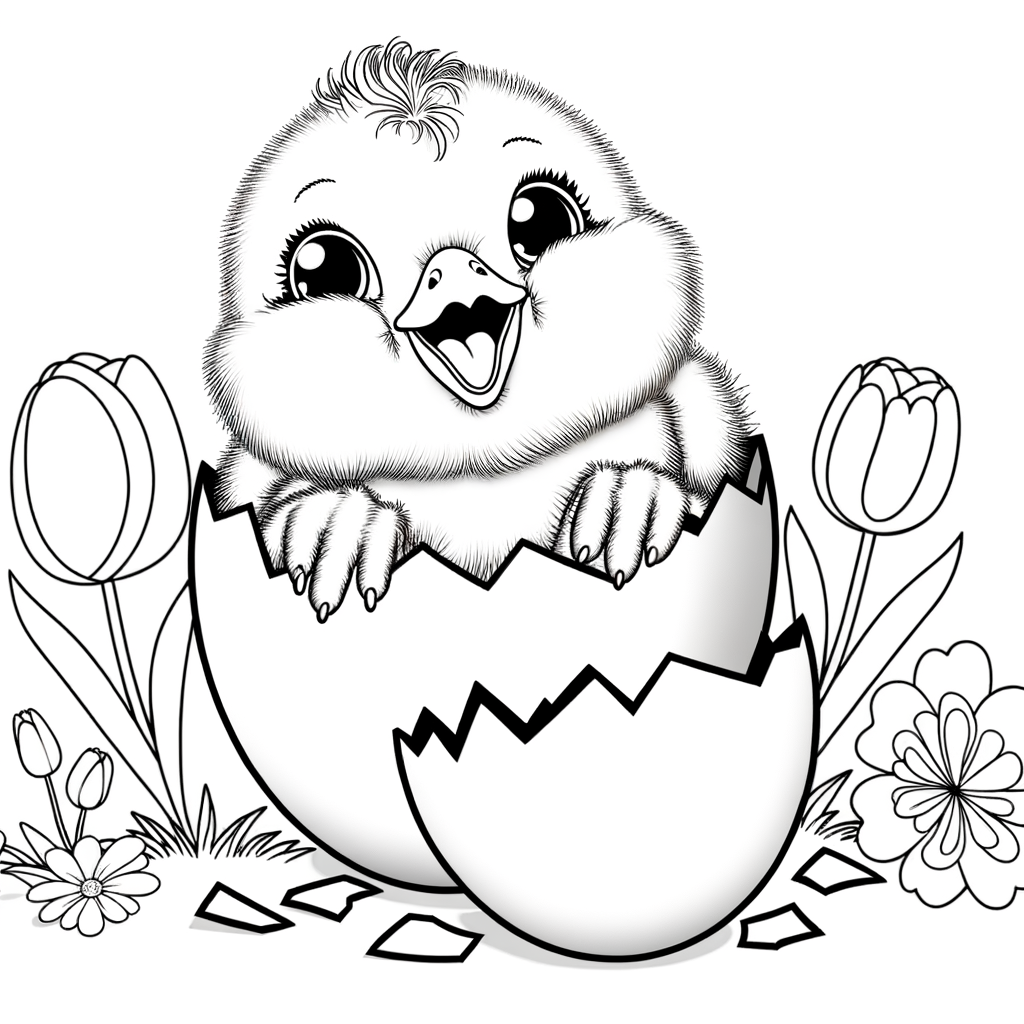 Coloriage Coloriage Poussin de Pâques gratuit à imprimer