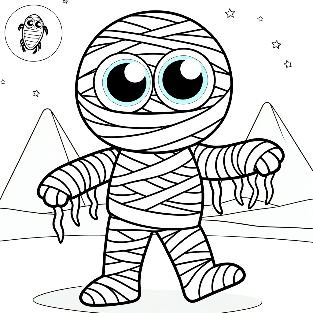 Coloriage Momie Amusante gratuit à imprimer