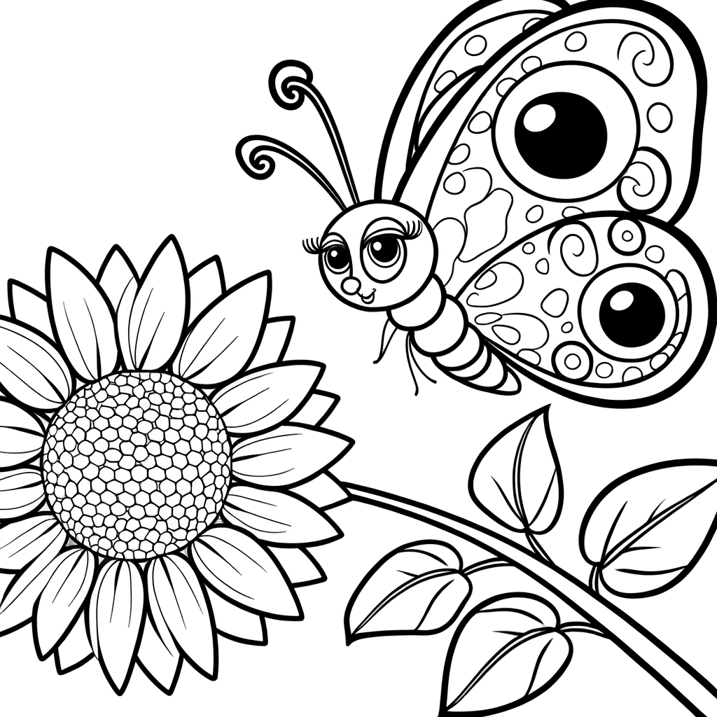 Coloriage Coloriage Papillon sur Fleur gratuit à imprimer