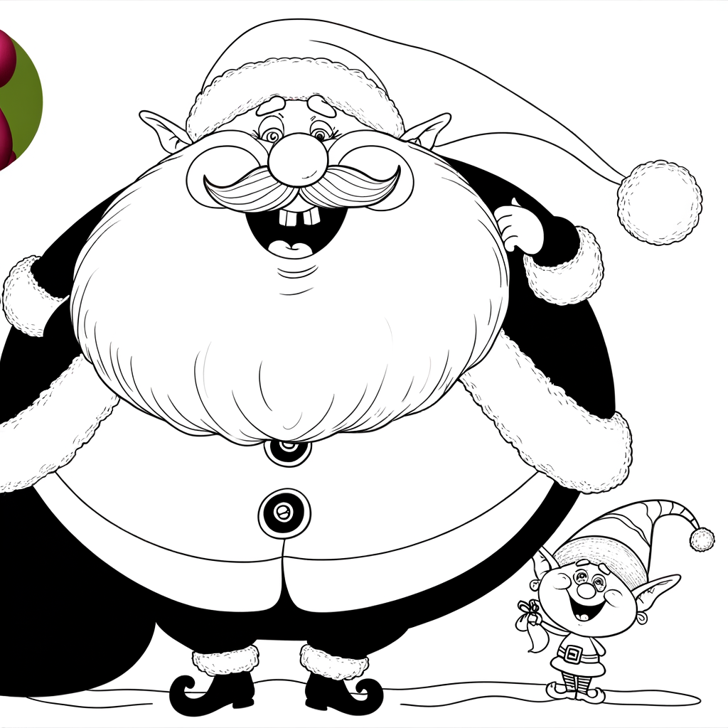 Coloriage Père Noël Rigolo gratuit à imprimer