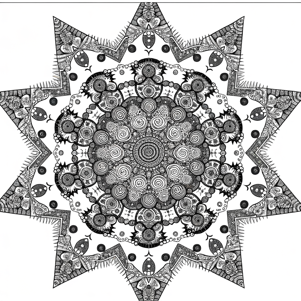 Coloriage Mandala Étoile à Douze Branches gratuit à imprimer