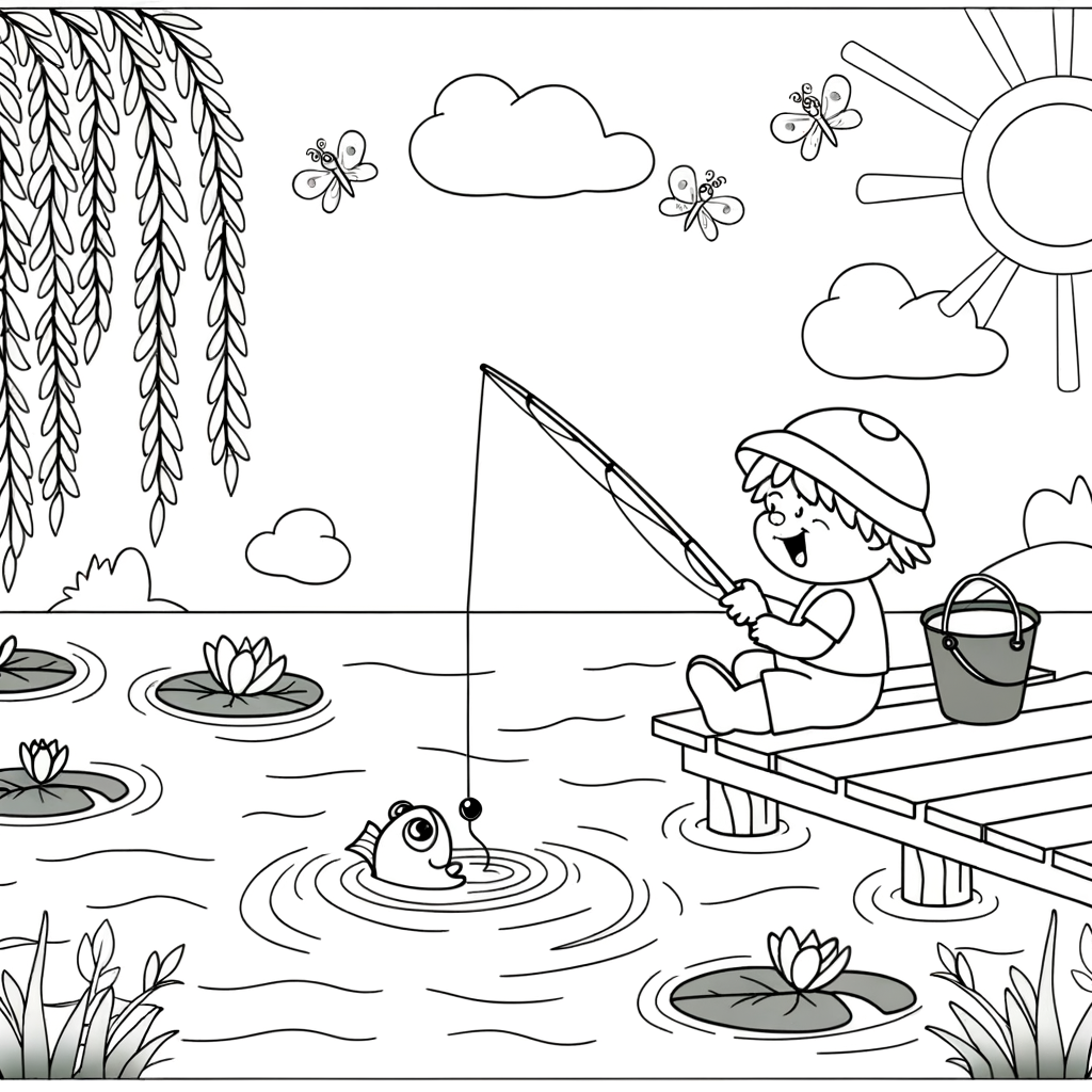Coloriage Pêche en Rivière gratuit à imprimer