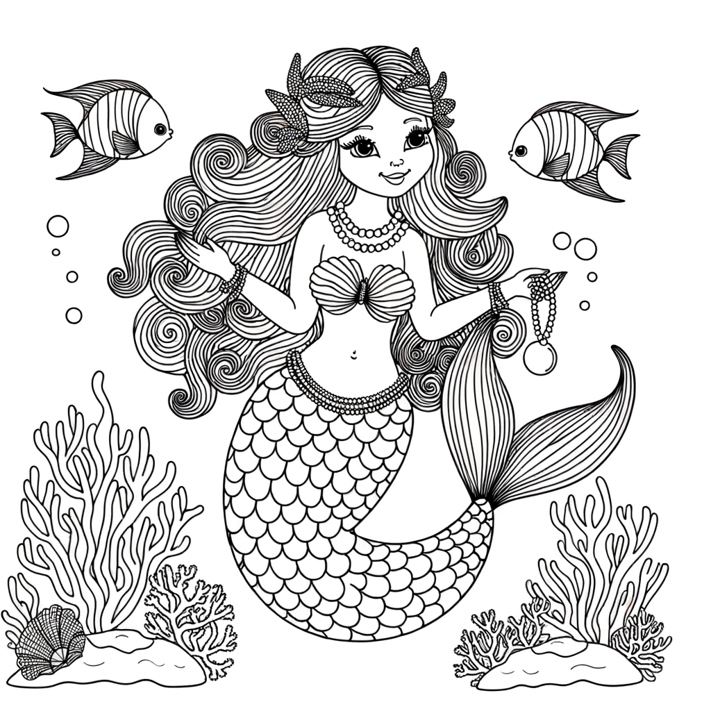 Coloriage Coloriage Princesse de la Mer gratuit à imprimer