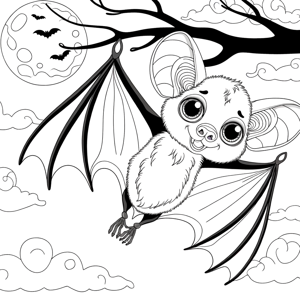 Coloriage Chauve-Souris Souriante gratuit à imprimer