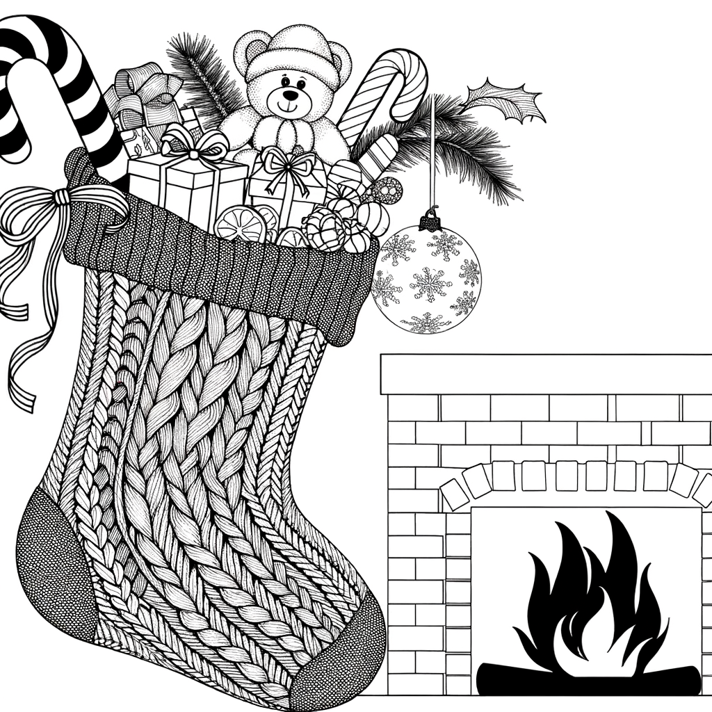 Coloriage Bas de Noël Magique gratuit à imprimer