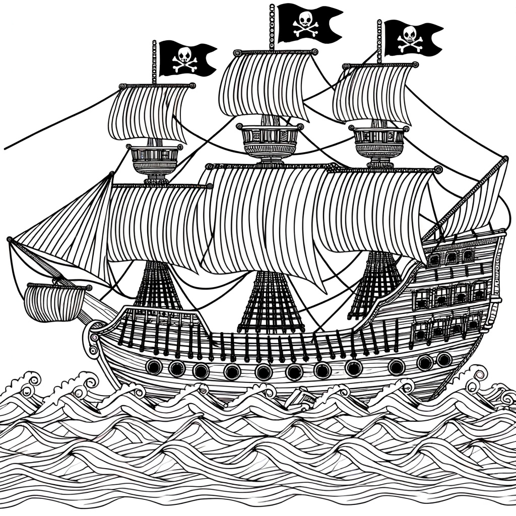 Coloriage Coloriage Bateau Pirate gratuit à imprimer