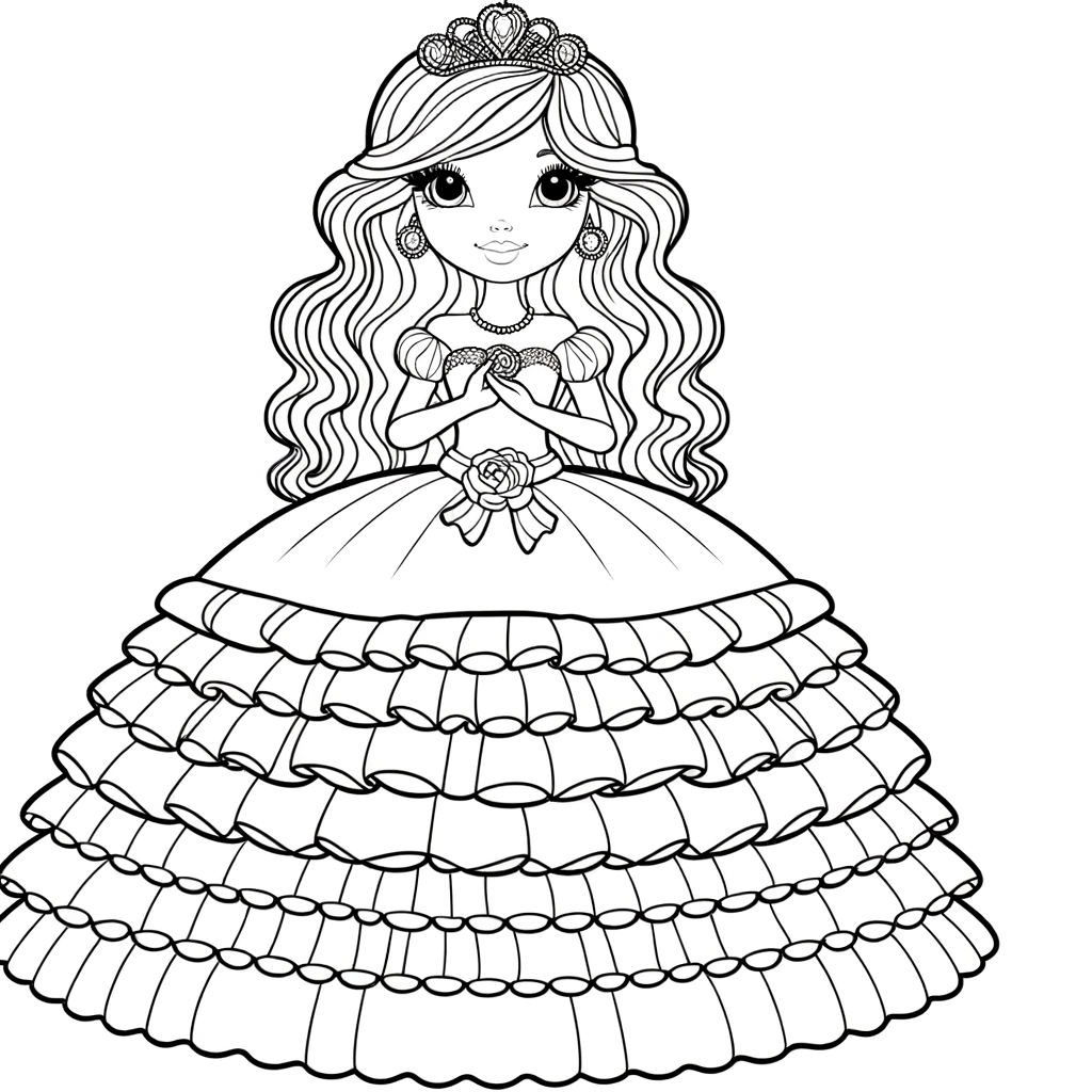 Coloriage Coloriage Princesse Élégante gratuit à imprimer