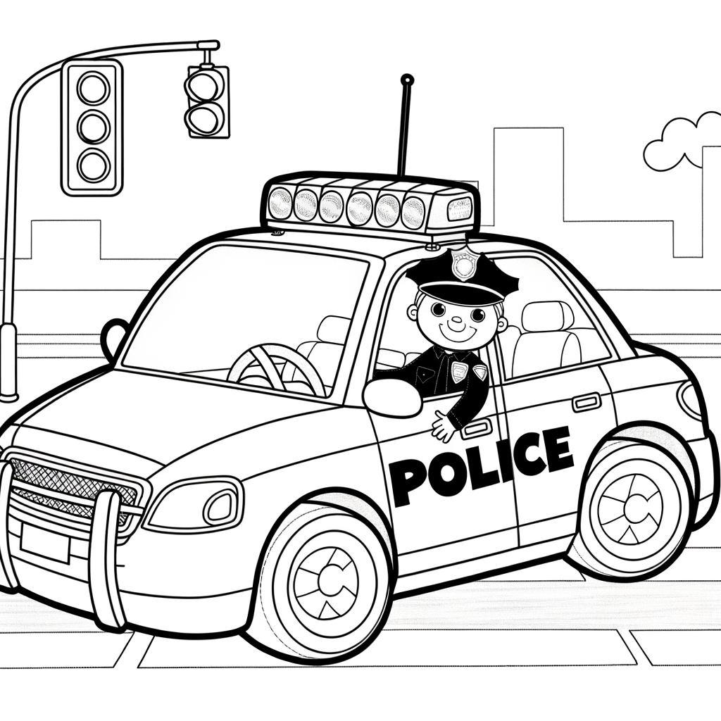 Coloriage Coloriage Voiture de Police gratuit à imprimer
