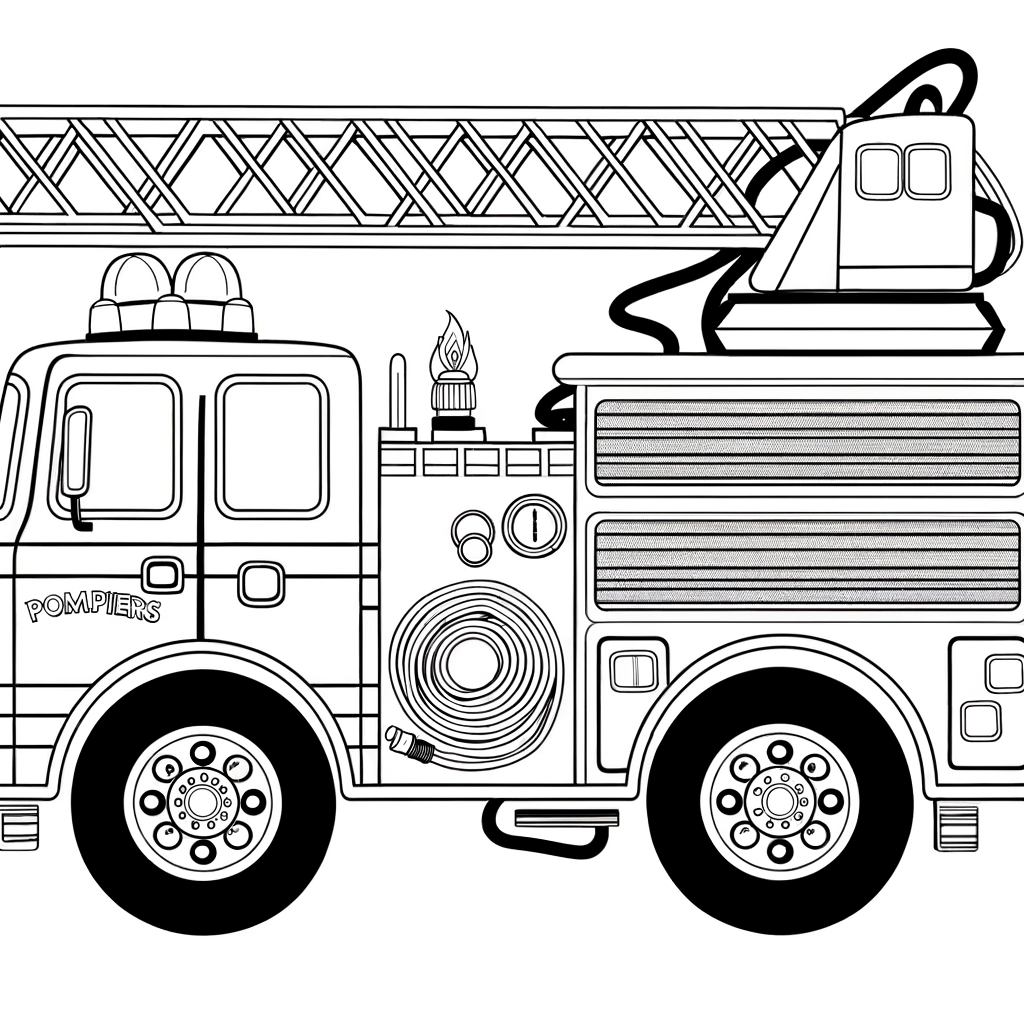 Coloriage Coloriage Camion de Pompiers gratuit à imprimer