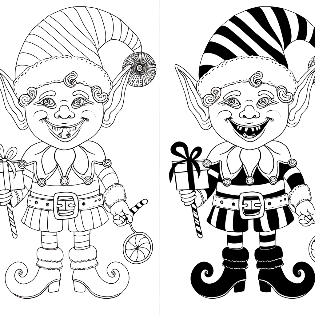 Coloriage Lutin de Noël Espiègle gratuit à imprimer