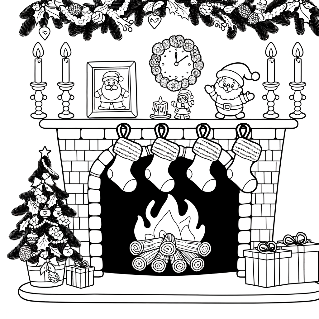 Coloriage Cheminée de Noël gratuit à imprimer