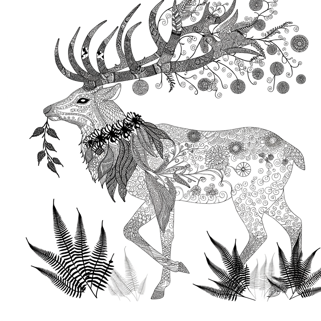 Coloriage Coloriage Cerf Majestueux Orné gratuit à imprimer