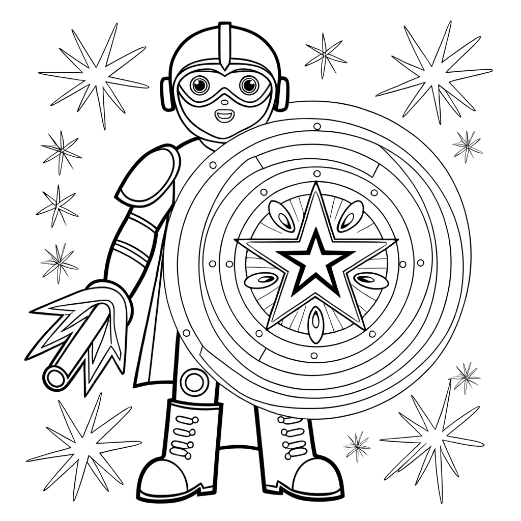 Coloriage Coloriage Héros au Bouclier gratuit à imprimer