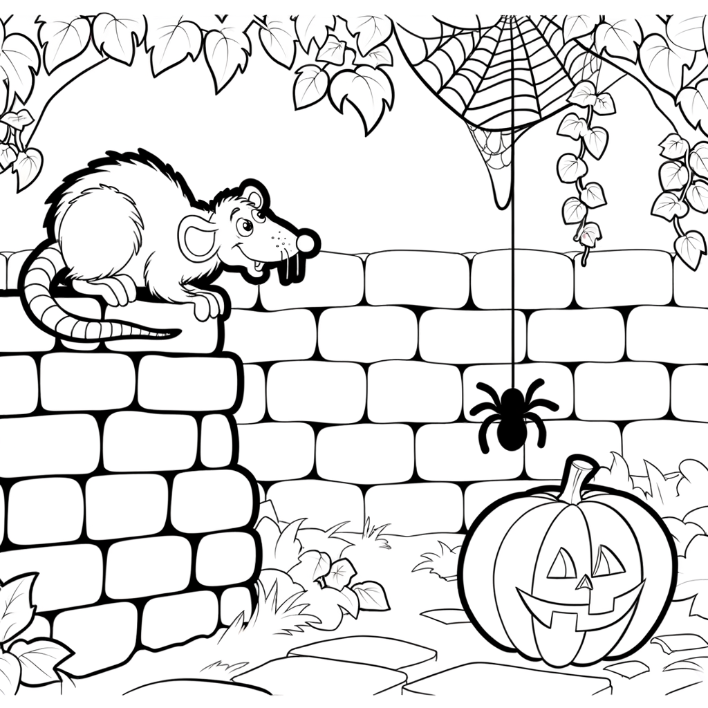 Coloriage Rat et Toile d'Araignée gratuit à imprimer