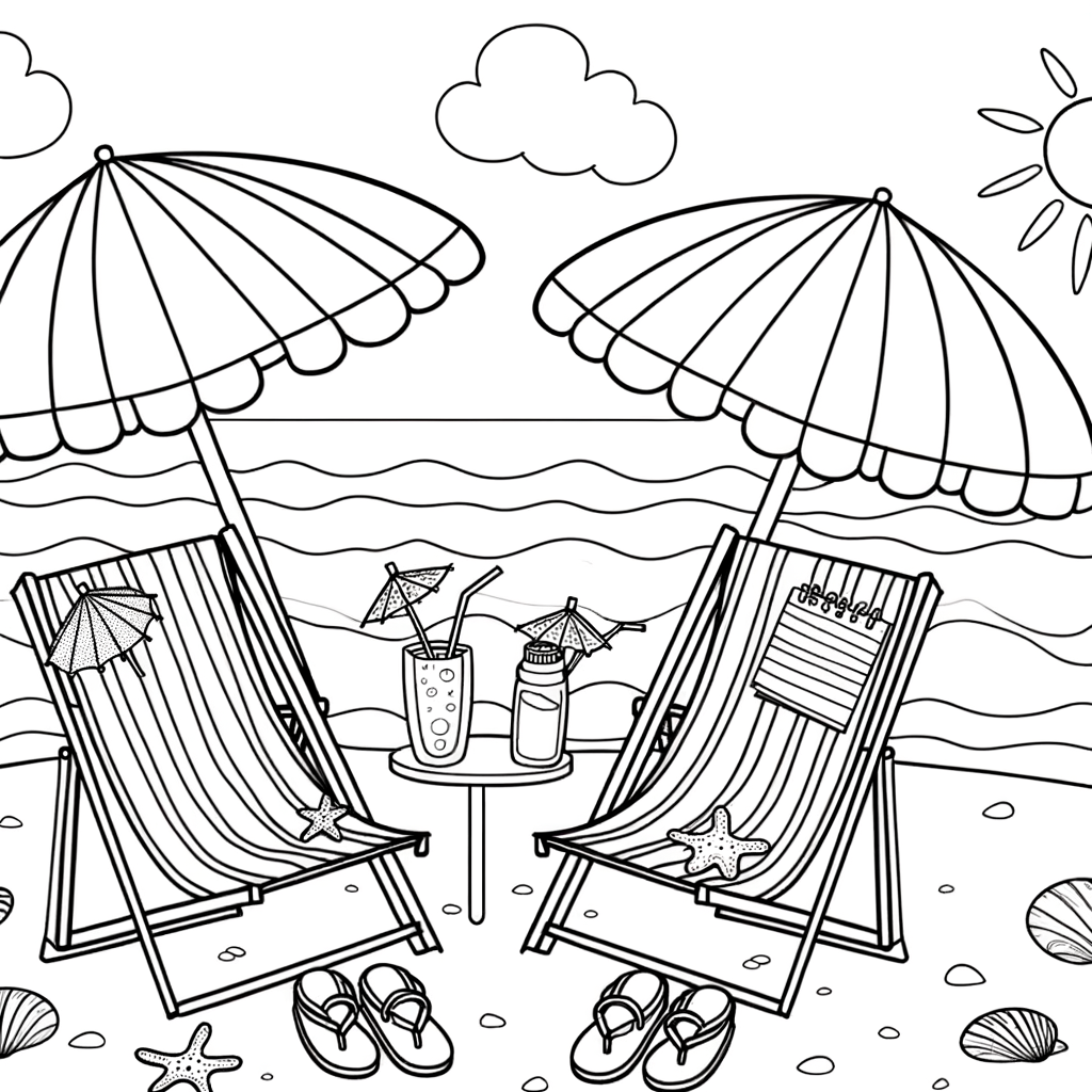 Coloriage Parasol de Plage Rayé gratuit à imprimer