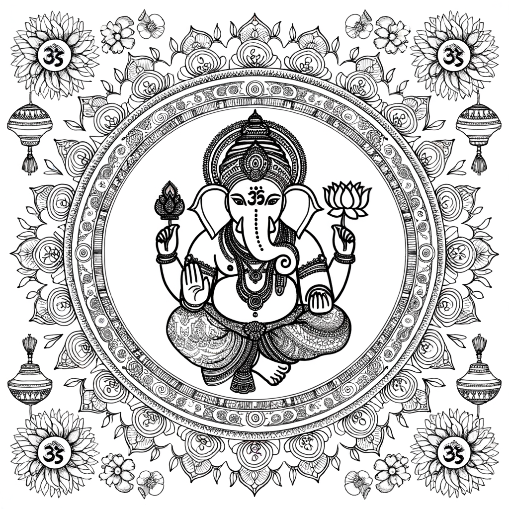 Coloriage Coloriage Mandala Éléphant Ganesh gratuit à imprimer