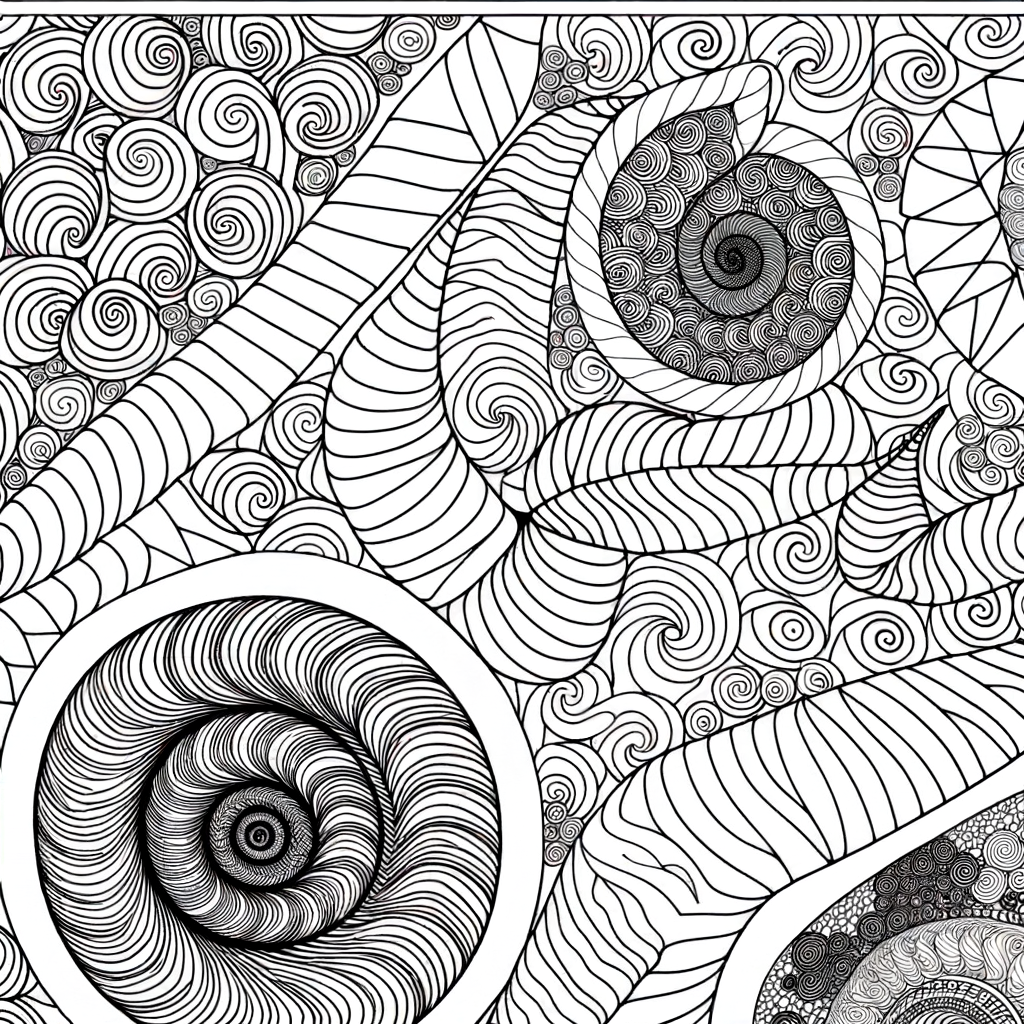 Coloriage Motif Zentangle Spirales gratuit à imprimer