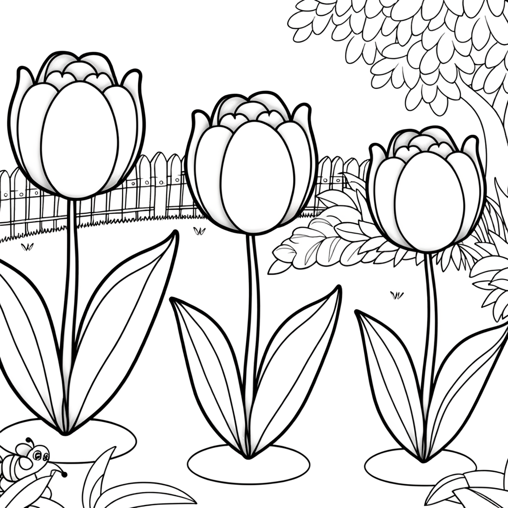 Coloriage Coloriage Tulipes gratuit à imprimer