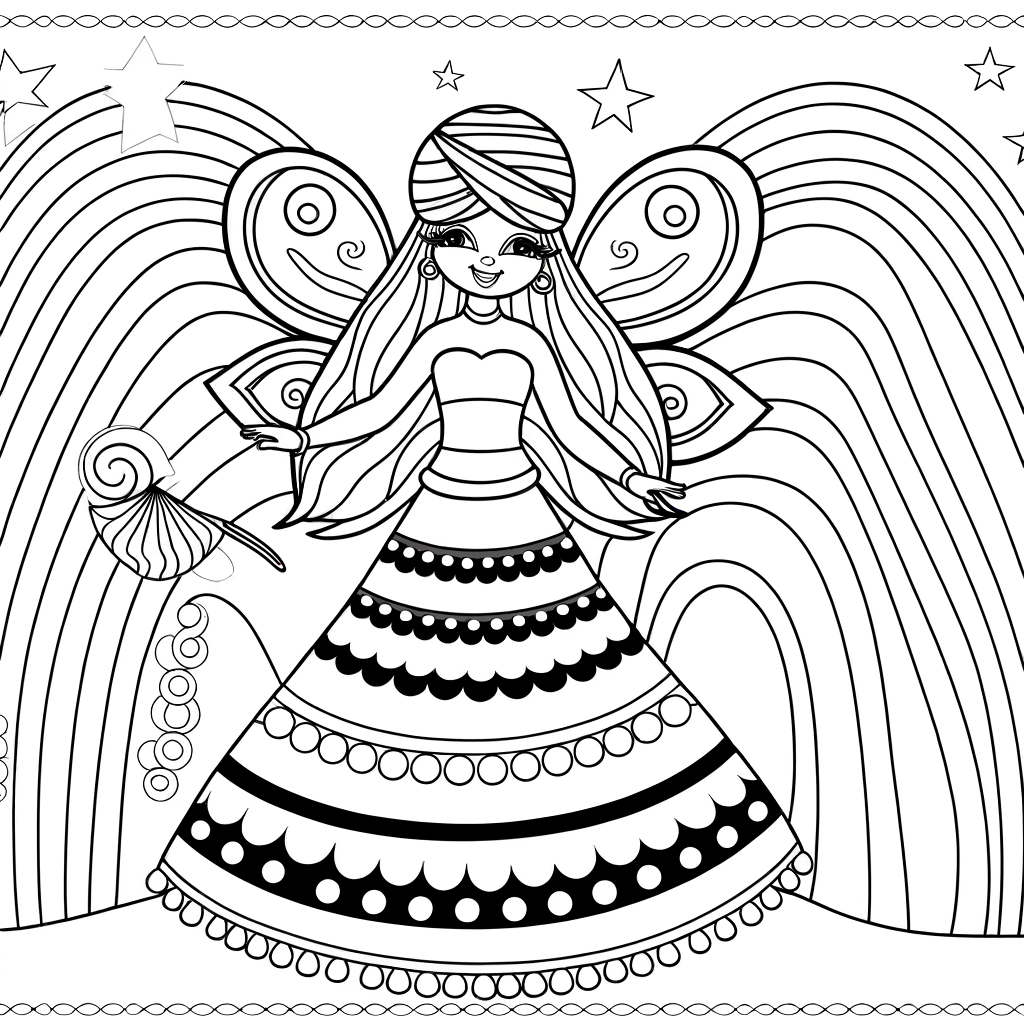 Coloriage Coloriage Fée Arc-en-Ciel gratuit à imprimer