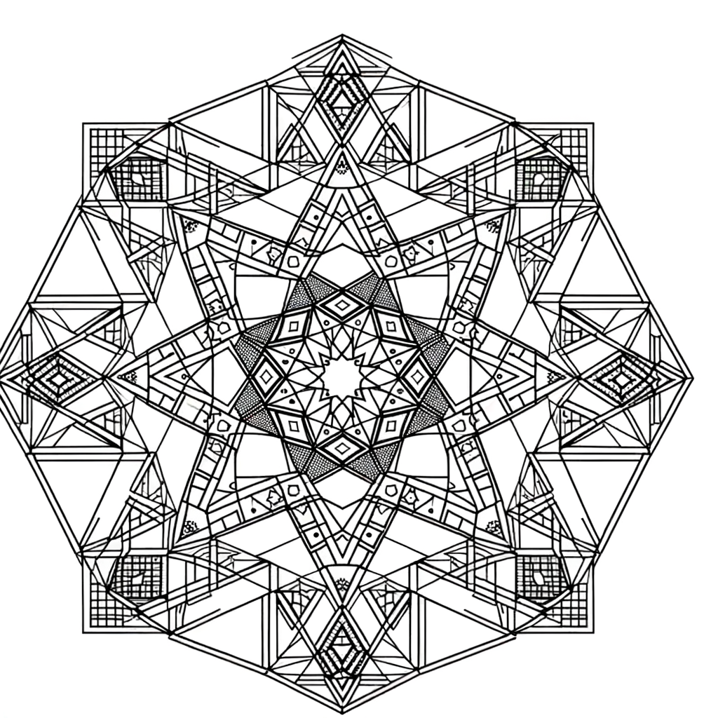 Coloriage Mandala Géométrique Complexe gratuit à imprimer