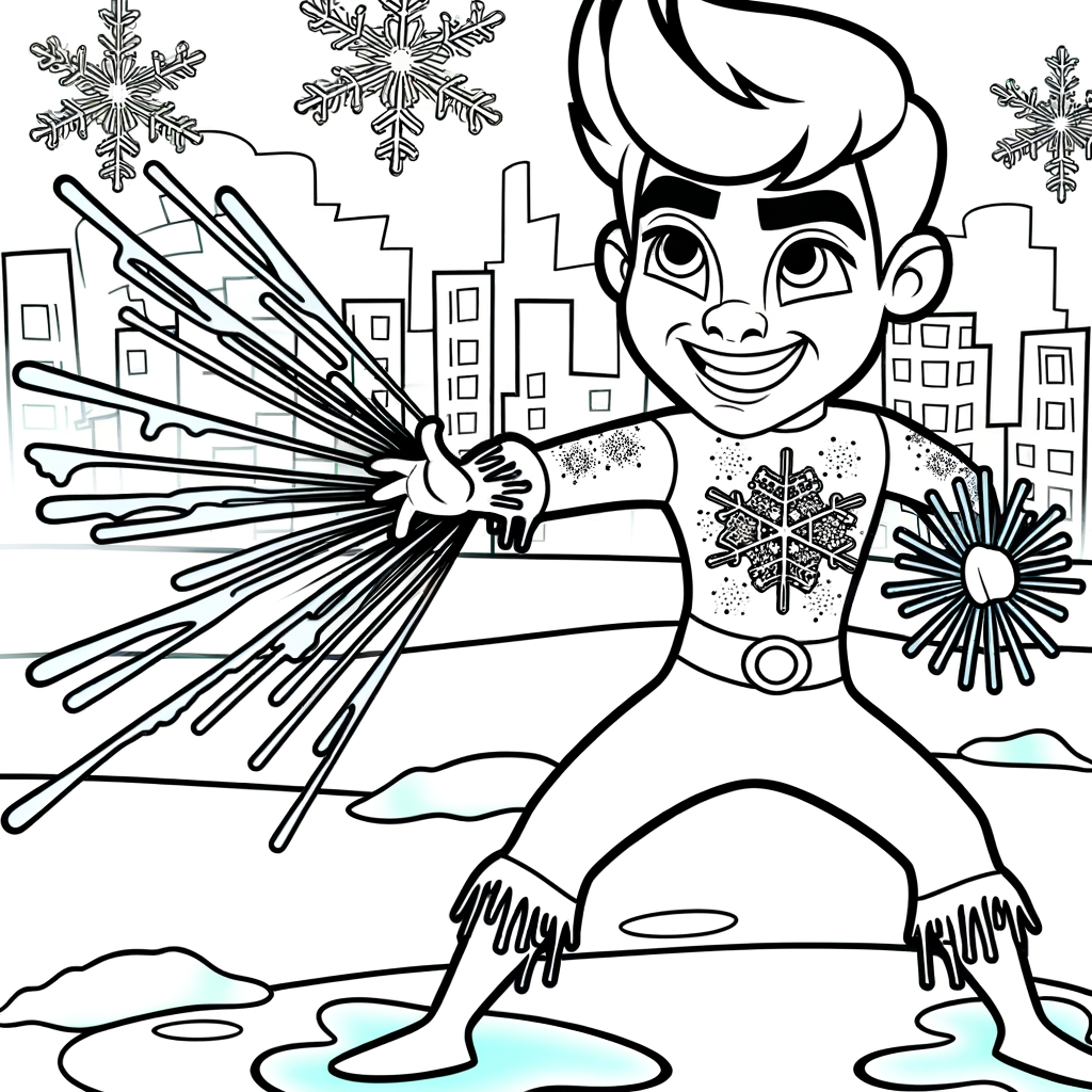 Coloriage Coloriage Super-Héros de Glace gratuit à imprimer
