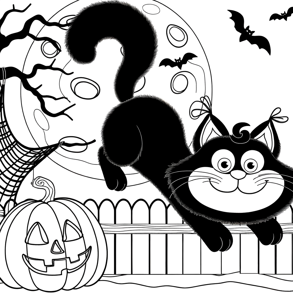Coloriage Chat Noir Halloweenien gratuit à imprimer