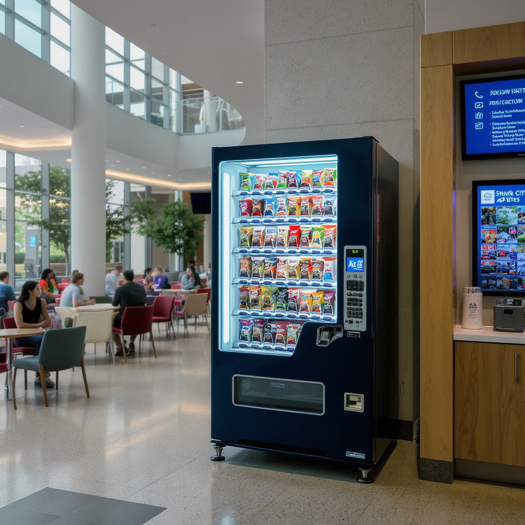 Shark City Bites vending machine in the Mission College Student Union, Santa Clara