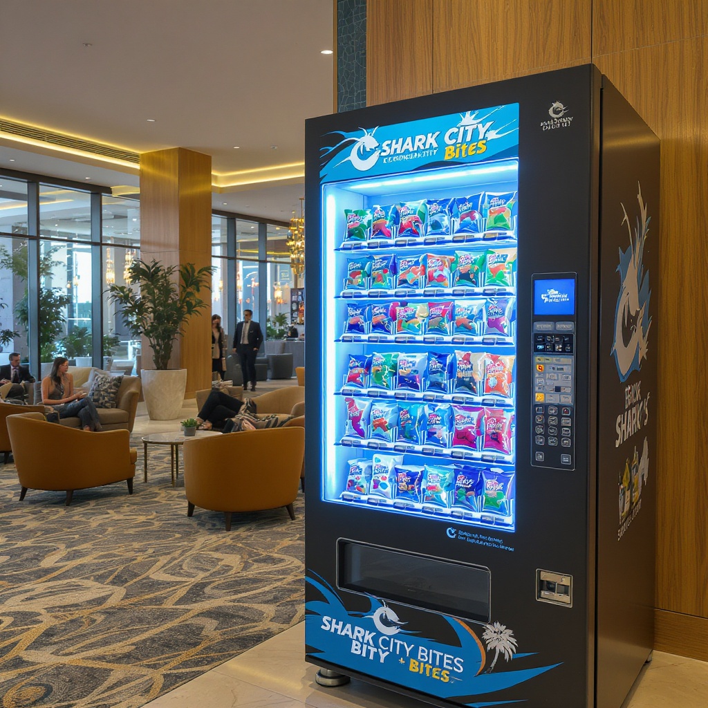 Shark City Bites vending machine in the Mountain View Extended Stay, Mountain View