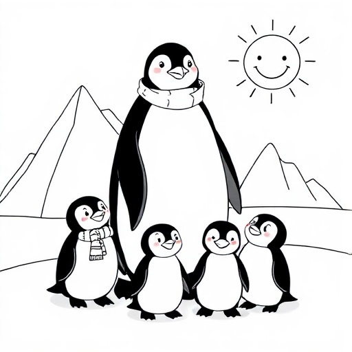 Frost and the Penguin Colony — coloring page