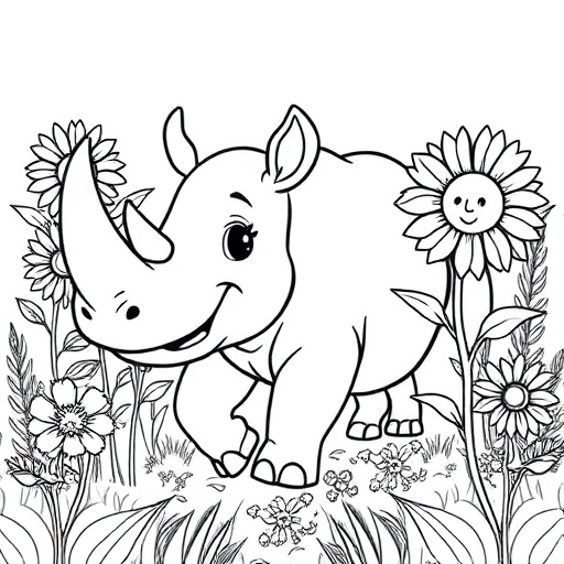 Pointy in the Flower Field — coloring page