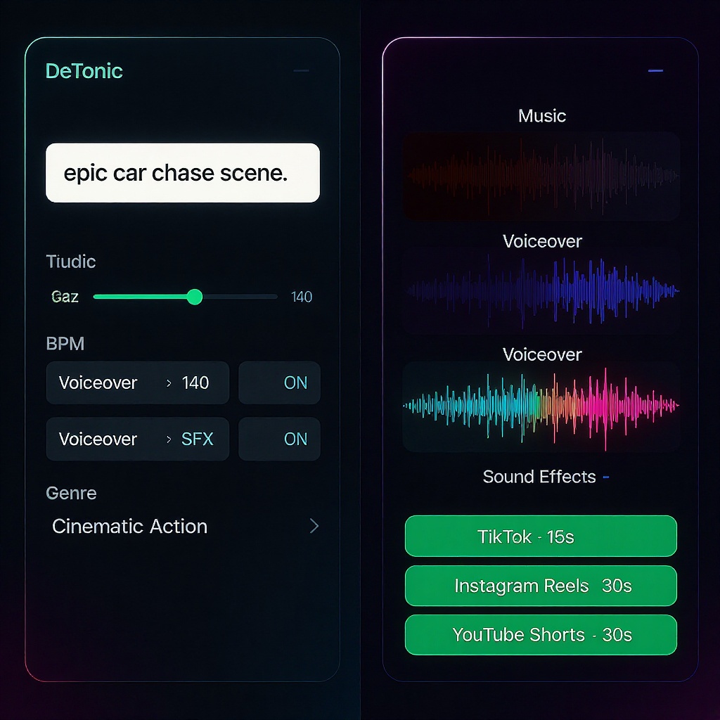 DeTonic AI Audio Studio demo — generate royalty-free music in seconds