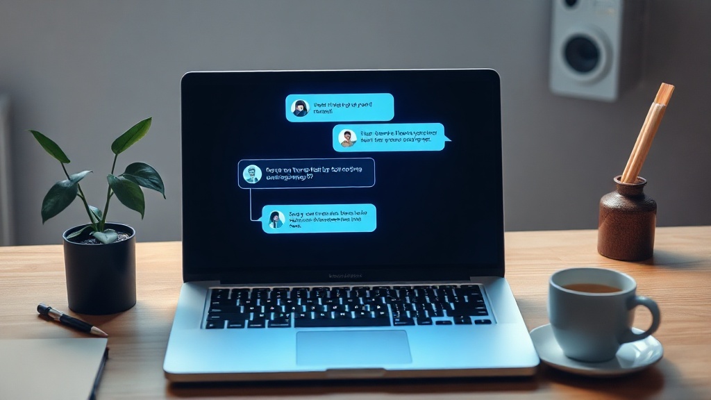 AI chatbot interface on laptop screen as part of a comprehensive agency business plan demonstration