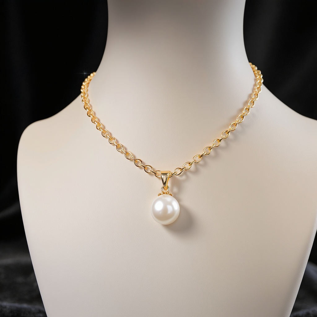 Gold Chain Pearl Necklace
