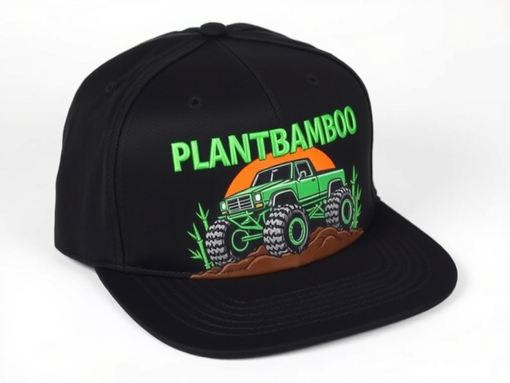 Plaиt Bamboo Black Flat Brim Hat