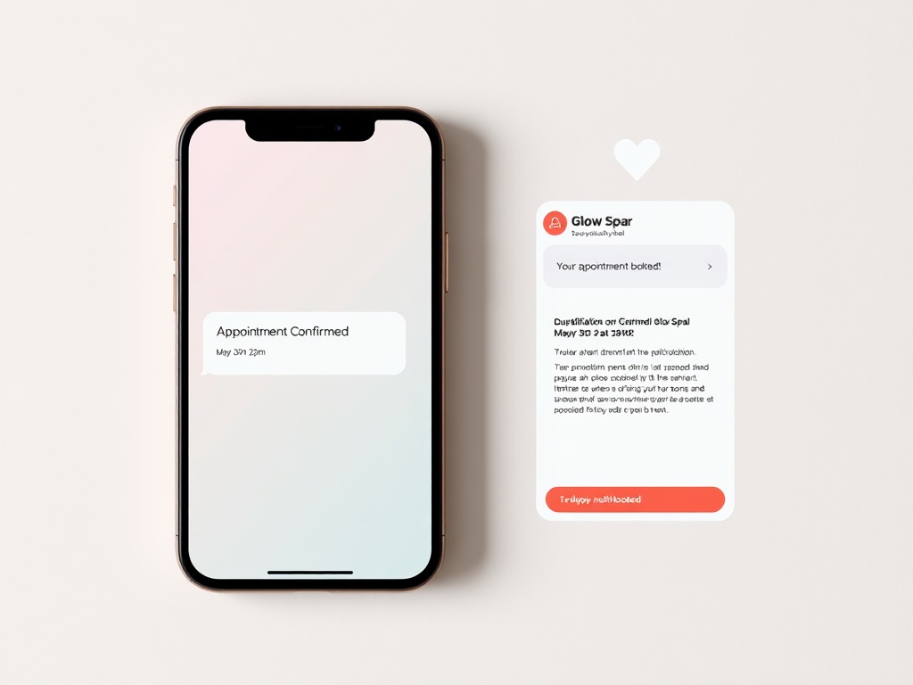Appointment notifications on tablet and customer SMS confirmation on phone
