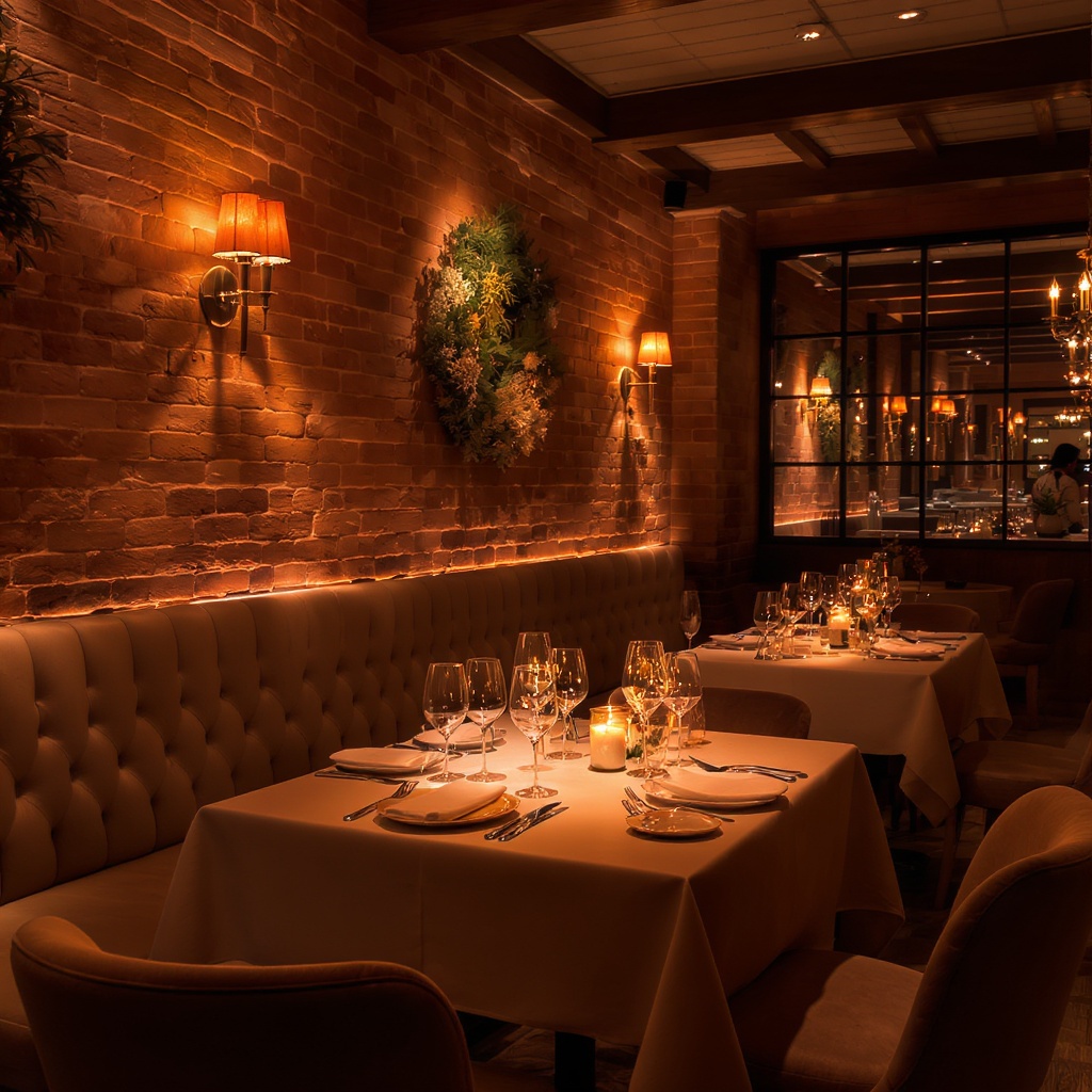 Upscale restaurant interior with warm ambient lighting