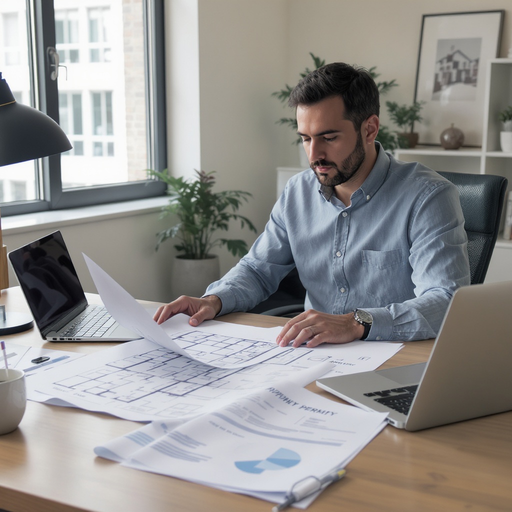 Real estate investor reviewing permit documents