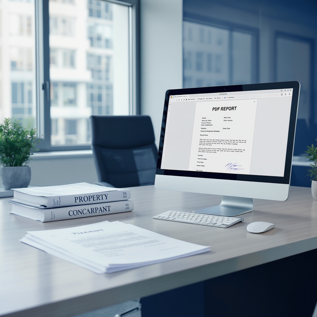 Title company office with permit documents