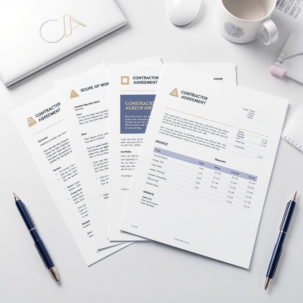 Contractor document templates preview — Estimate, Invoice, Change Order, and more