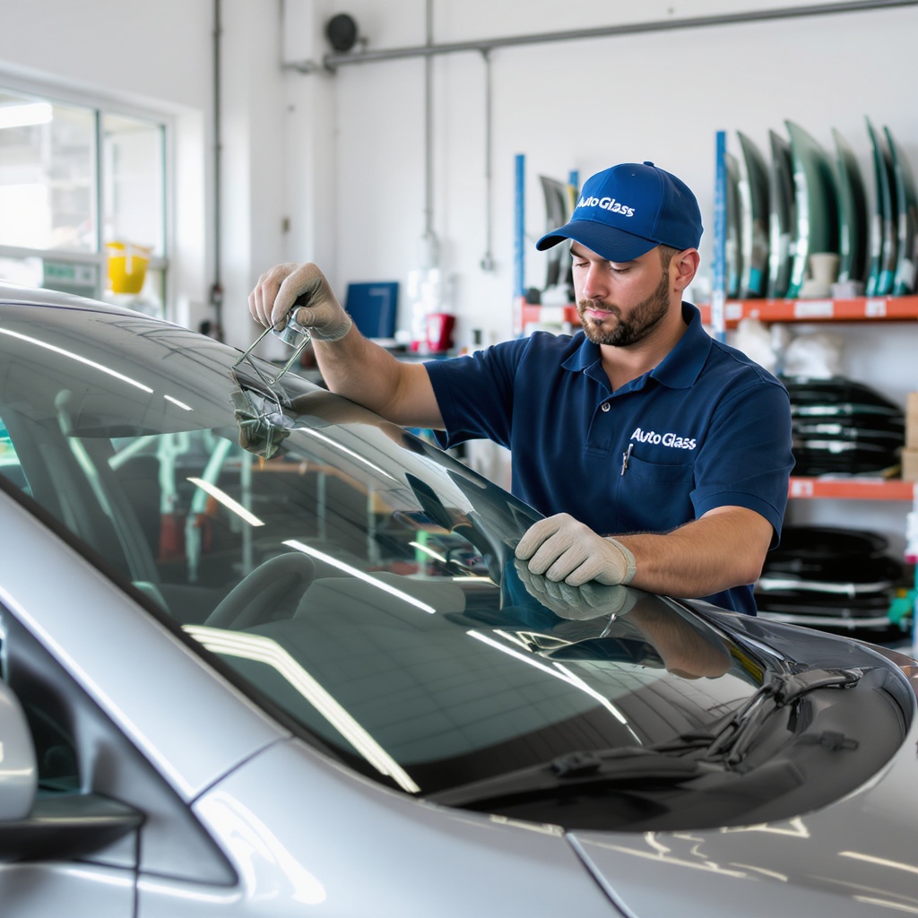 Legendary Auto Glass technician installing OEM windshield into a vehicle at our Colonial Heights VA shop — certified, precision workmanship